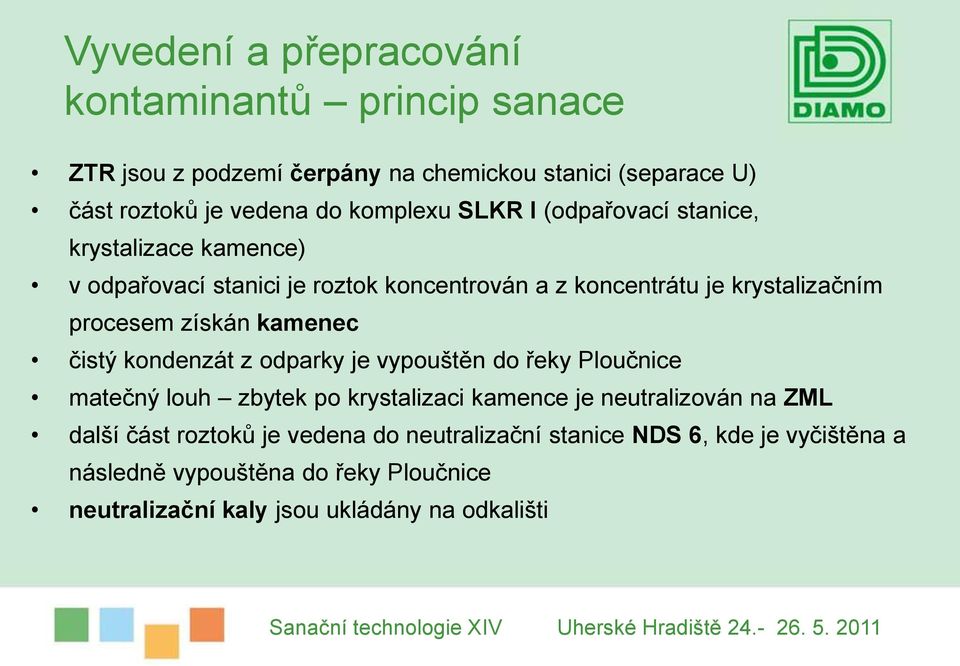 získán kamenec čistý kondenzát z odparky je vypouštěn do řeky Ploučnice matečný louh zbytek po krystalizaci kamence je neutralizován na ZML další