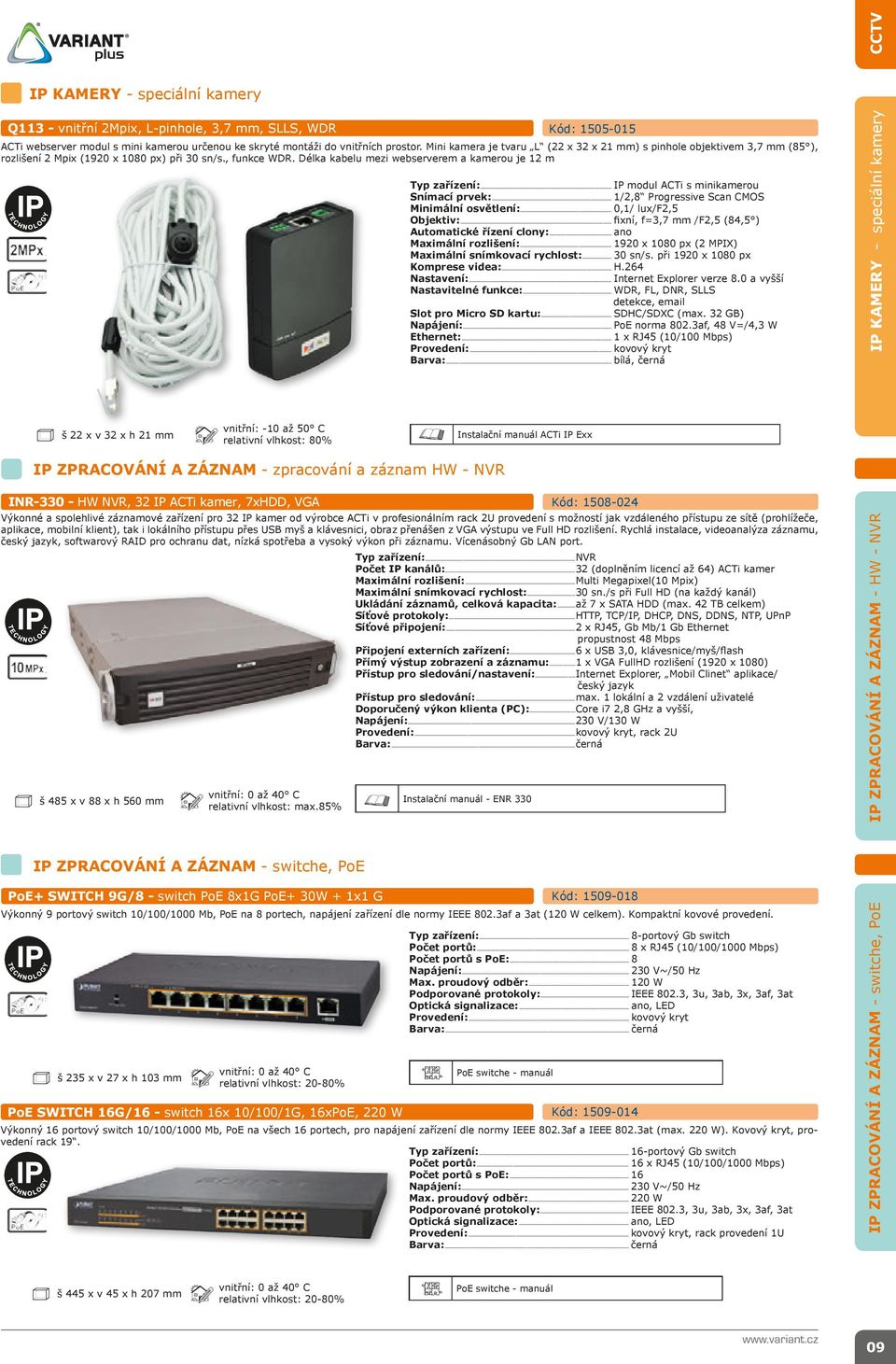 .. IP modul ACTi s minikamerou Snímací prvek:... 1/2,8 Progressive Scan CMOS Minimální osvětlení:... 0,1/ lux/f2,5 Objektiv:... fixní, f=3,7 mm /F2,5 (84,5 ) Automatické řízení clony:.