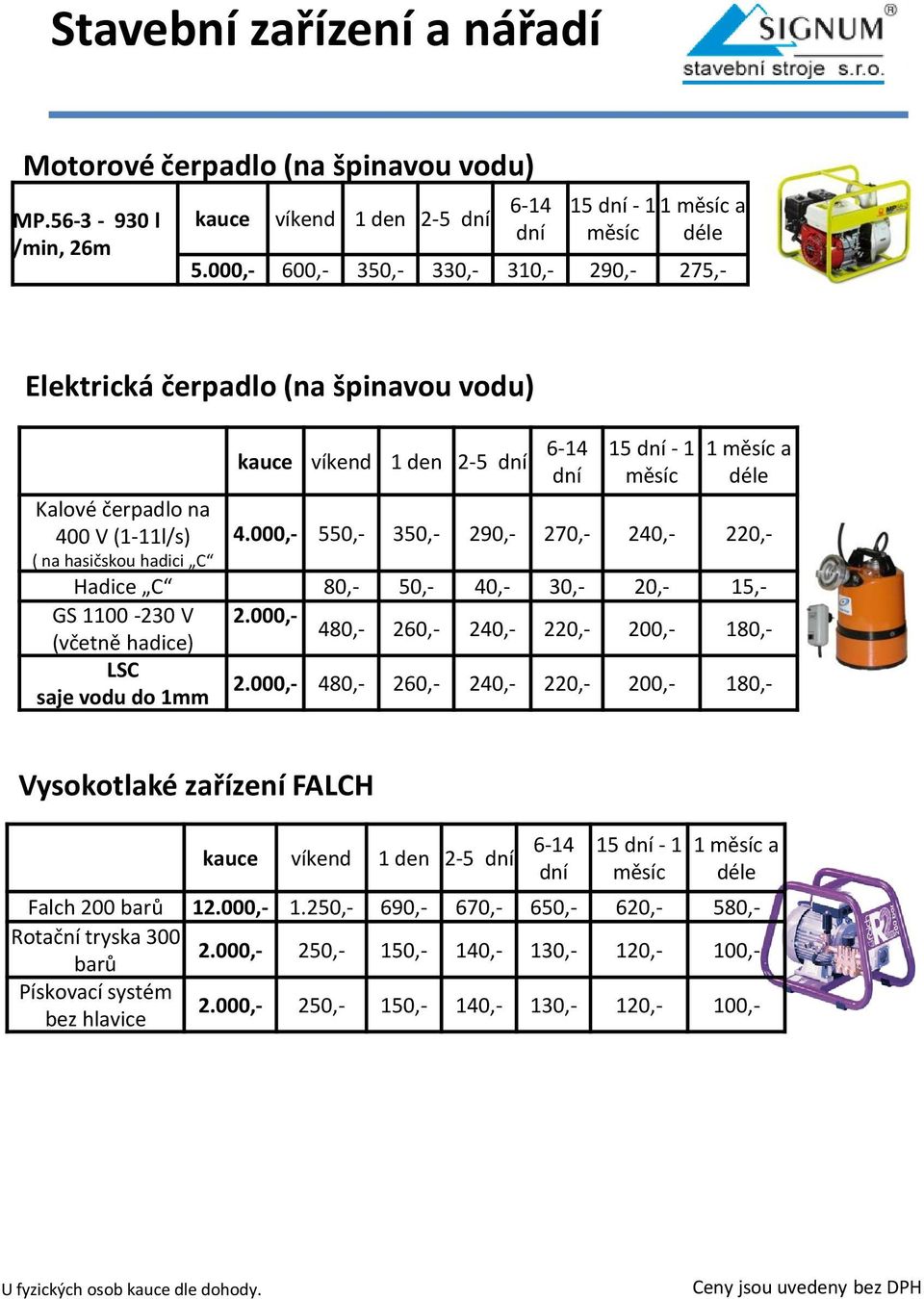 000,- 550,- 350,- 290,- 270,- 240,- 220,- ( na hasičskou hadici C Hadice C 80,- 50,- 40,- 30,- 20,- 15,- GS 1100-230 V 2.