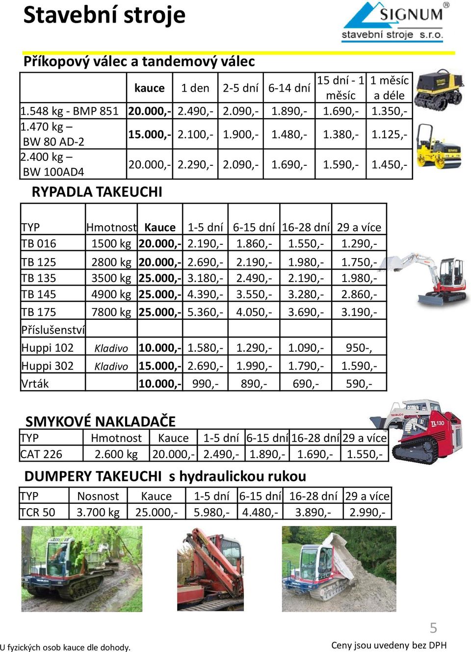 860,- 1.550,- 1.290,- TB 125 2800 kg 20.000,- 2.690,- 2.190,- 1.980,- 1.750,- TB 135 3500 kg 25.000,- 3.180,- 2.490,- 2.190,- 1.980,- TB 145 4900 kg 25.000,- 4.390,- 3.550,- 3.280,- 2.