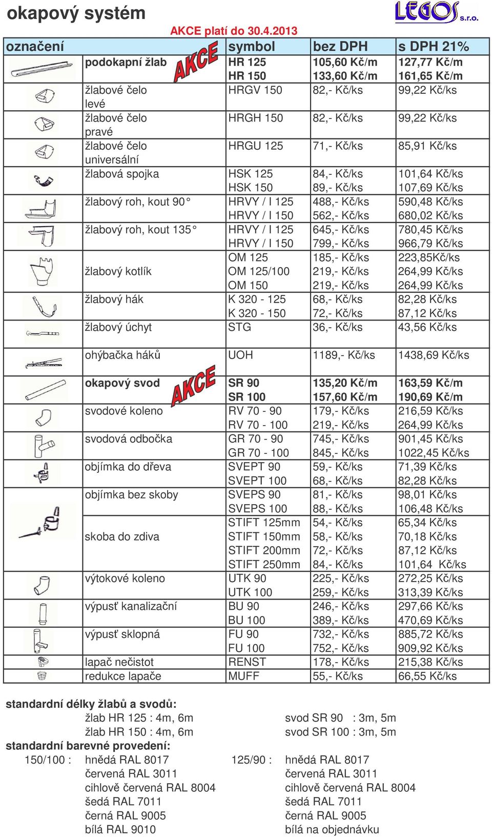 pravé žlabové elo HRGU 125 71,- K/ks 85,91 K/ks universální žlabová spojka HSK 125 84,- K/ks 101,64 K/ks HSK 150 89,- K/ks 107,69 K/ks žlabový roh, kout 90 HRVY / I 125 488,- K/ks 590,48 K/ks HRVY /