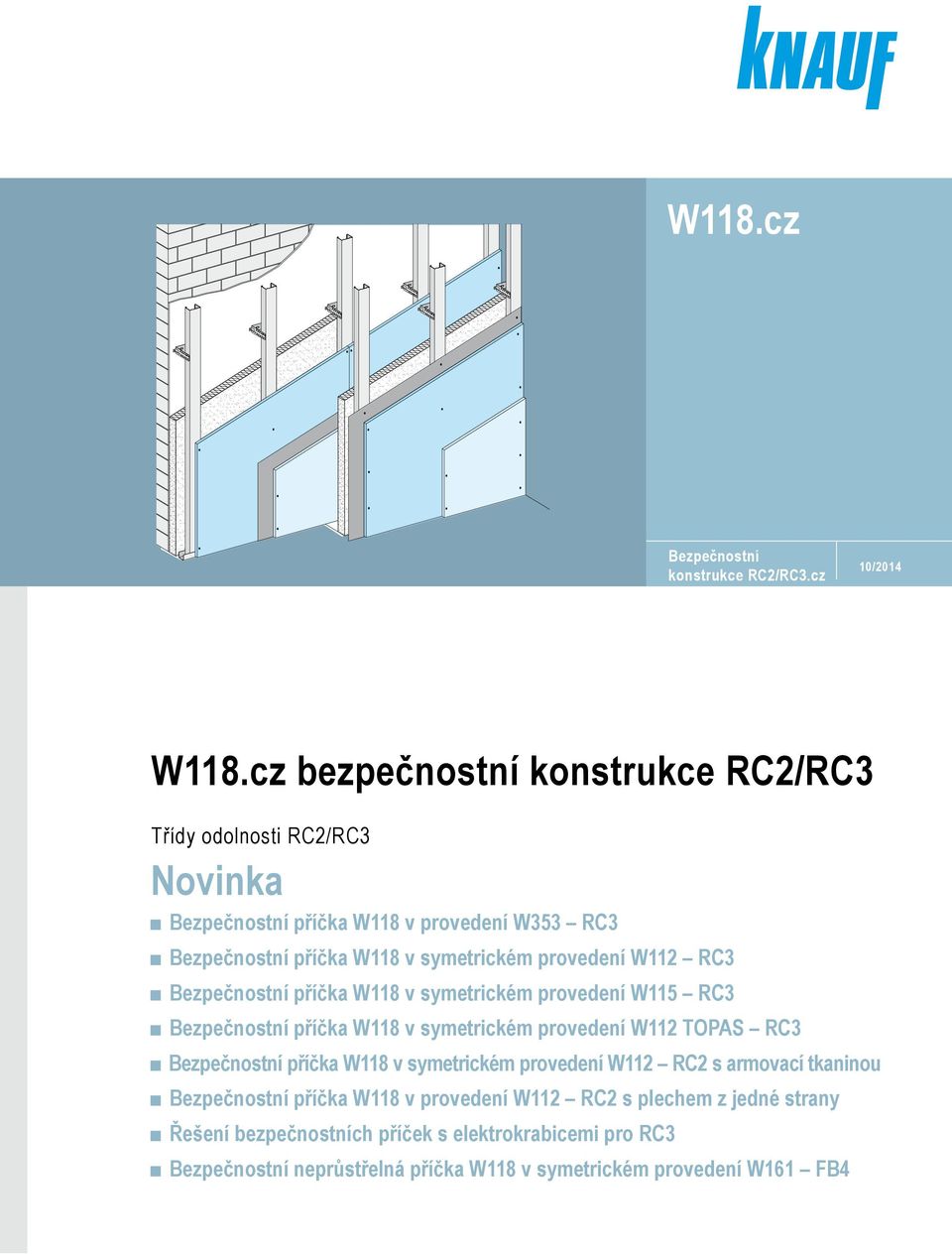 provedení W115 RC3 Bezpečnostní příčka W118 v symetrickém provedení W112 TOPAS RC3 Bezpečnostní příčka W118 v symetrickém provedení W112 RC2 s armovací tkaninou Bezpečnostní příčka W118 v provedení