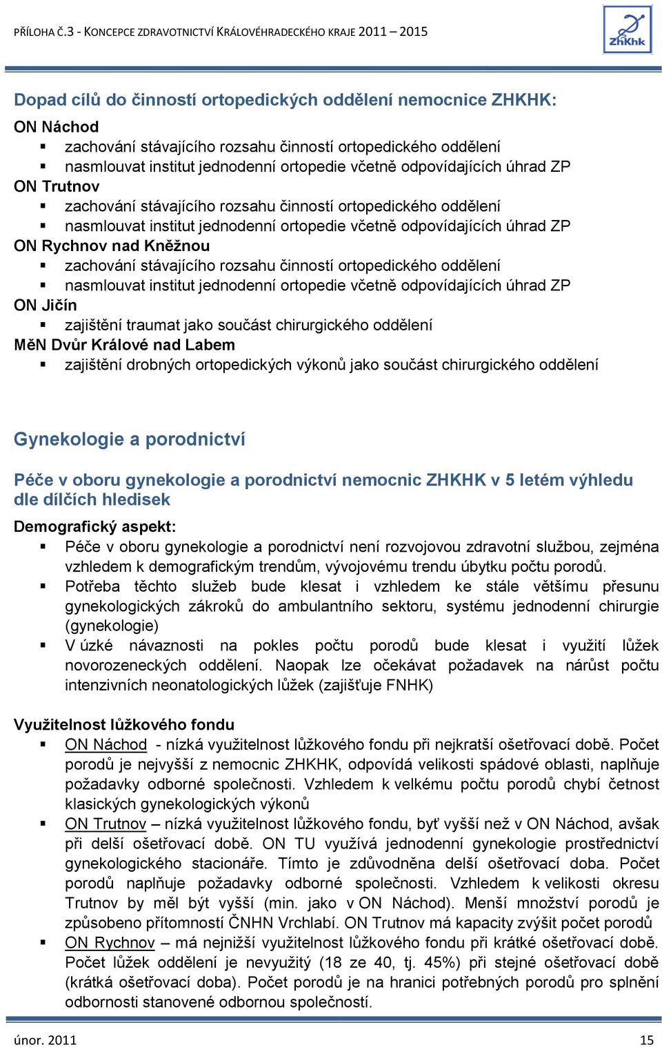 rozsahu činností ortopedického oddělení nasmlouvat institut jednodenní ortopedie včetně odpovídajících úhrad ZP ON Jičín zajištění traumat jako součást chirurgického oddělení MěN Dvůr Králové nad