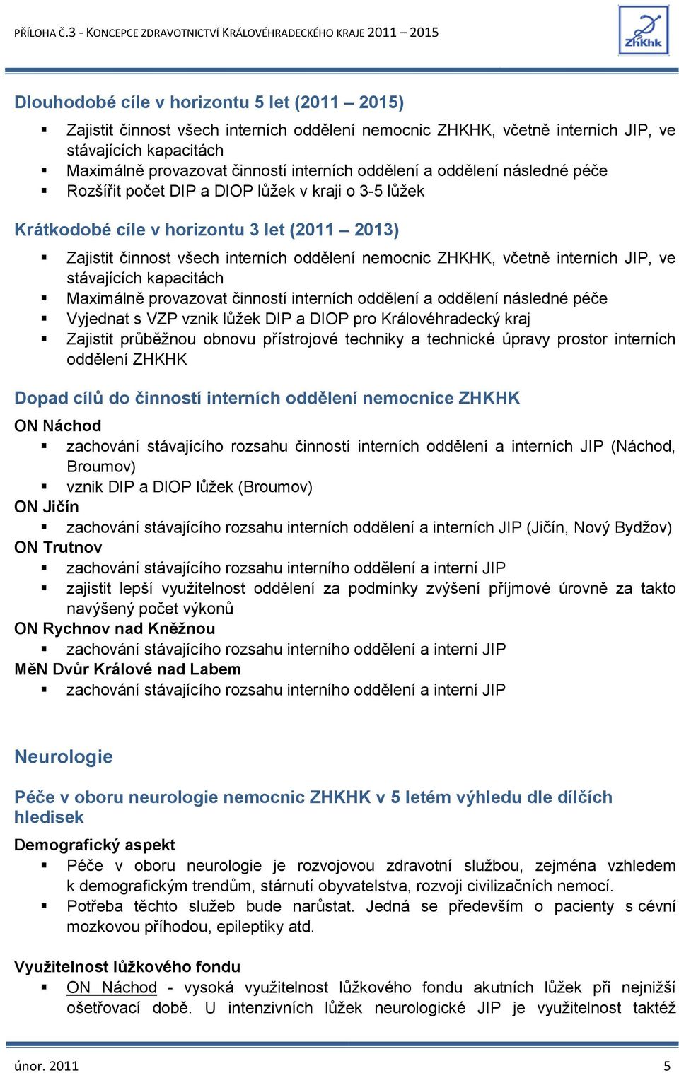 interních JIP, ve stávajících kapacitách Maximálně provazovat činností interních oddělení a oddělení následné péče Vyjednat s VZP vznik lůžek DIP a DIOP pro Královéhradecký kraj Zajistit průběžnou