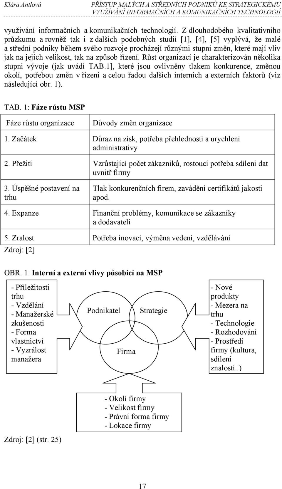 jak na jejich velikost, tak na způsob řízení. Růst organizací je charakterizován několika stupni vývoje (jak uvádí TAB.