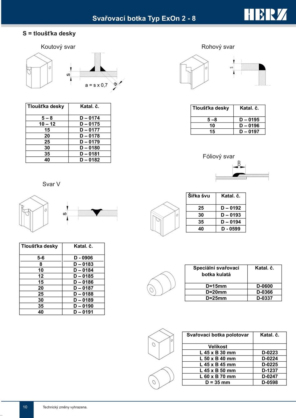 č. 5-6 8 D-0906 D 0183 10 D 0184 12 D 0185 15 D 0186 20 D 0187 25 D 0188 30 D 0189 35 D 0190 40 D 0191 Speciální svařovací botka kulatá Katal. č.