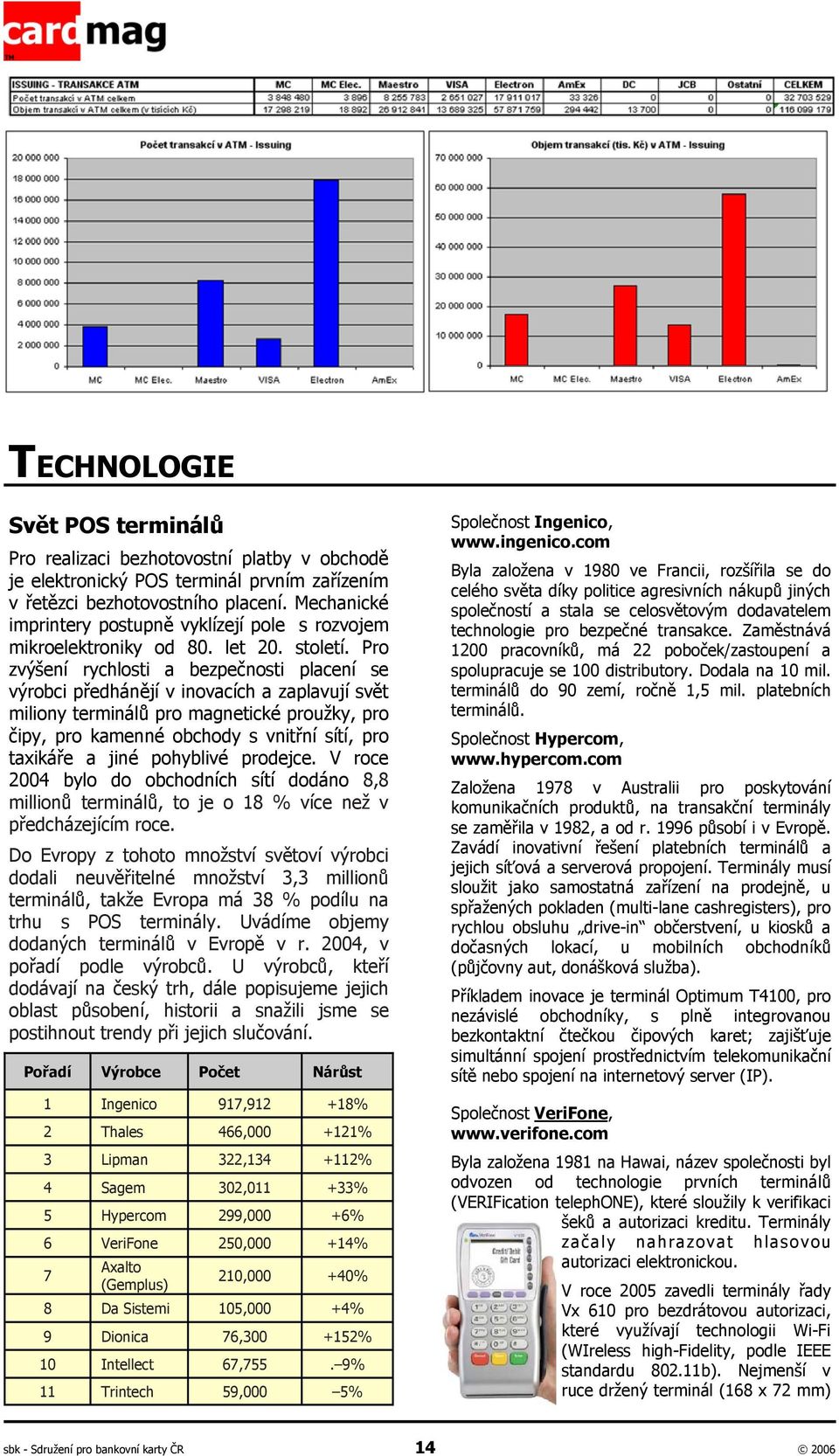 Pro zvýšení rychlosti a bezpečnosti placení se výrobci předhánějí v inovacích a zaplavují svět miliony terminálů pro magnetické proužky, pro čipy, pro kamenné obchody s vnitřní sítí, pro taxikáře a