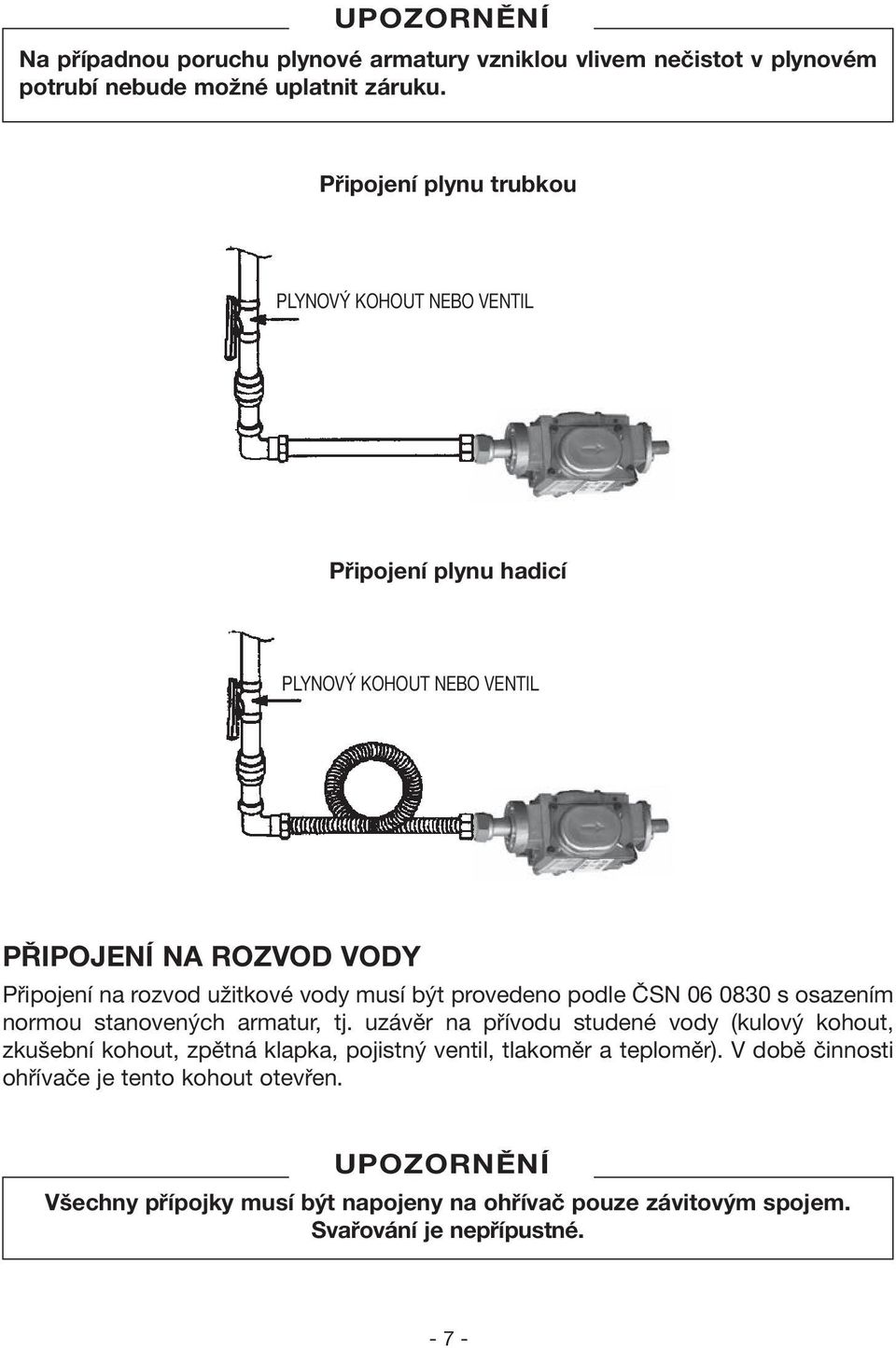 vody musí být provedeno podle ČSN 06 0830 s osazením normou stanovených armatur, tj.