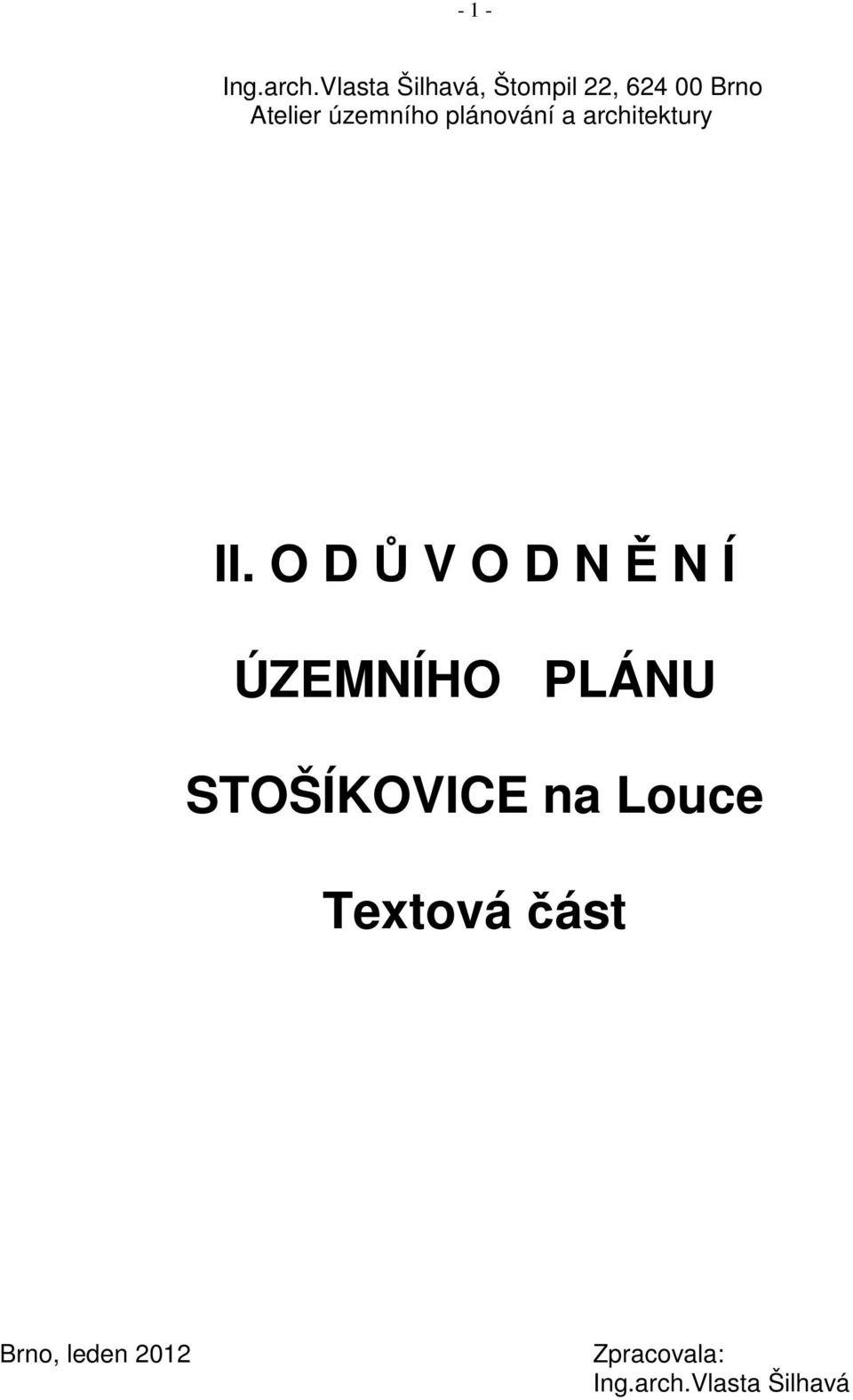 územního plánování a architektury II.