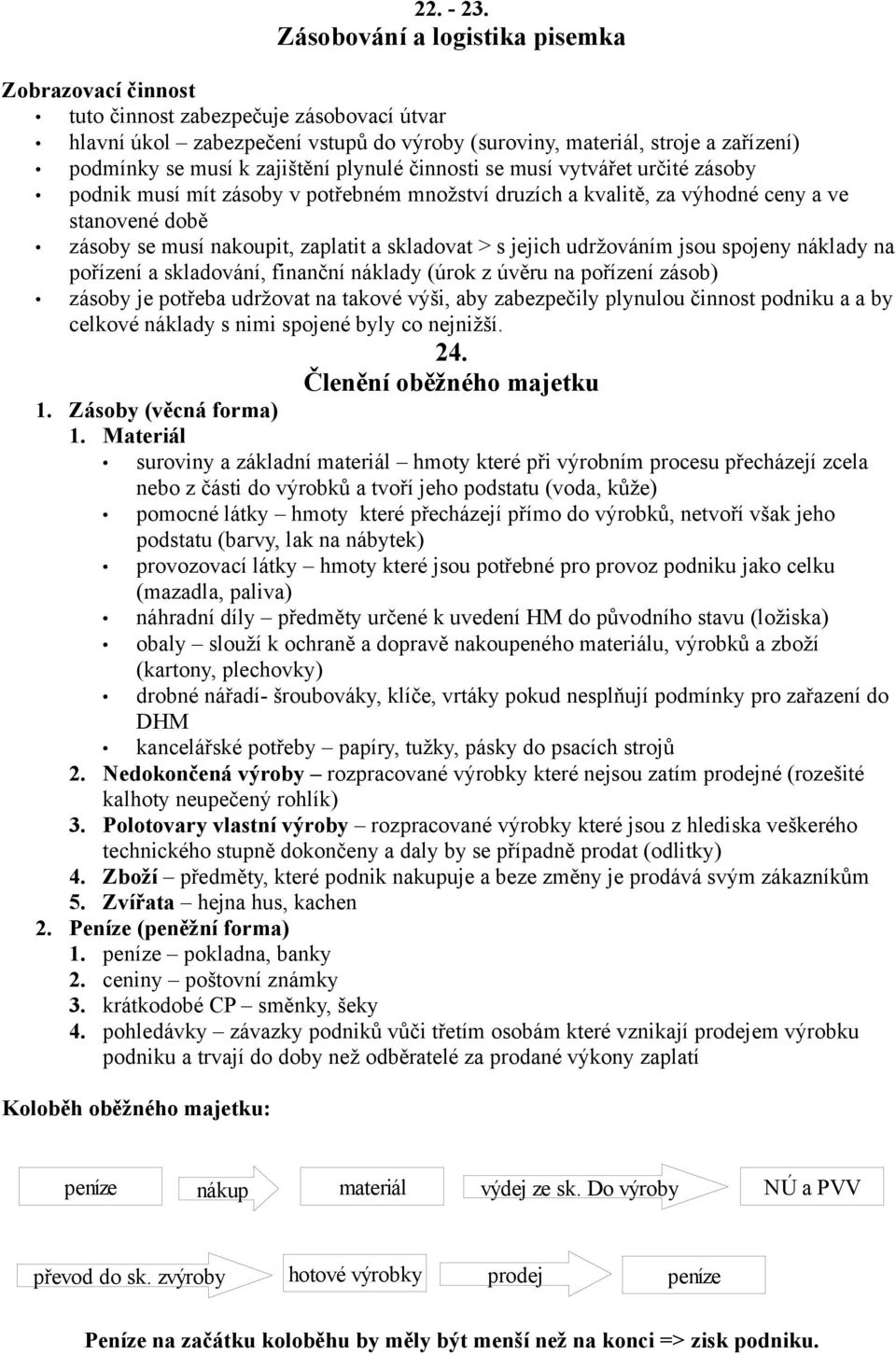 zajištění plynulé činnosti se musí vytvářet určité zásoby podnik musí mít zásoby v potřebném množství druzích a kvalitě, za výhodné ceny a ve stanovené době zásoby se musí nakoupit, zaplatit a