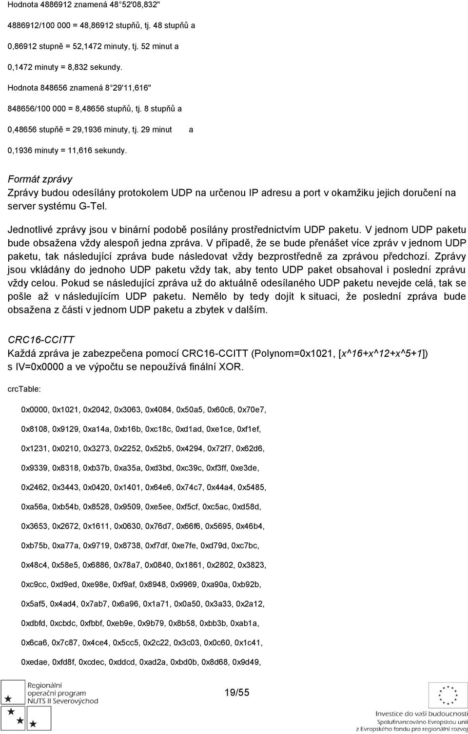 Frmát zprávy Zprávy budu desílány prtklem UDP na určenu IP adresu a prt v kamžiku jejich dručení na server systému G-Tel. Jedntlivé zprávy jsu v binární pdbě psílány prstřednictvím UDP paketu.