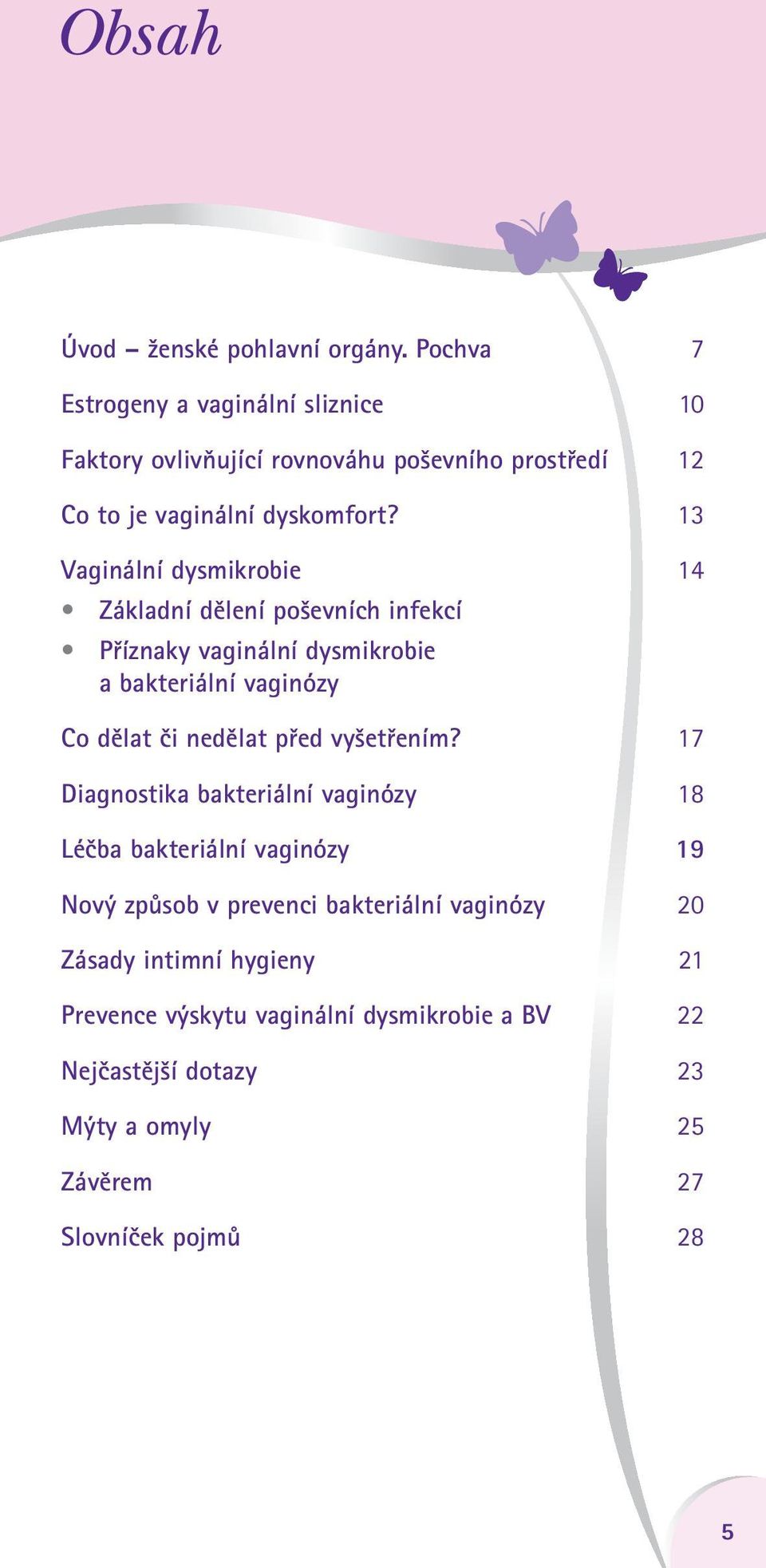 13 Vaginální dysmikrobie 14 Základní dělení poševních infekcí Příznaky vaginální dysmikrobie a bakteriální vaginózy Co dělat či nedělat před