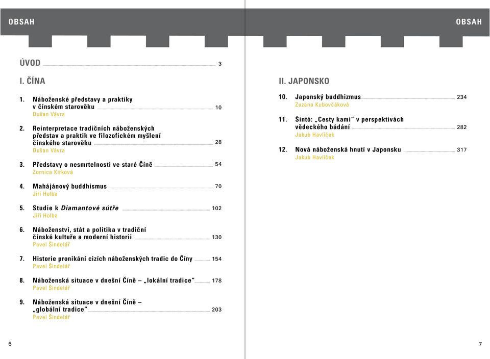Japonský buddhizmus Zuzana Kubovčáková 11. Šintó: Cesty kami v perspektivách vědeckého bádání Jakub Havlíček 12. Nová náboženská hnutí v Japonsku Jakub Havlíček 234 282 317 4.