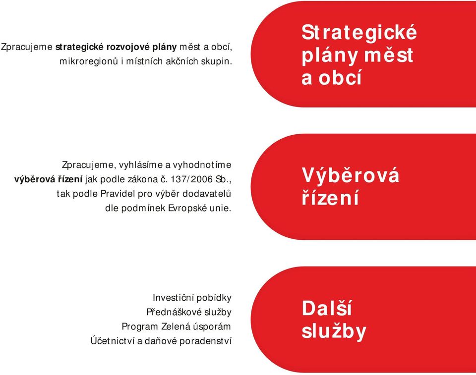 č. 137/2006 Sb., tak podle Pravidel pro výběr dodavatelů dle podmínek Evropské unie.