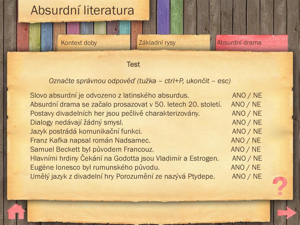 Dialogy nedávají žádný smysl. Jazyk postrádá komunikační funkci. Franz Kafka napsal román Nadsamec.