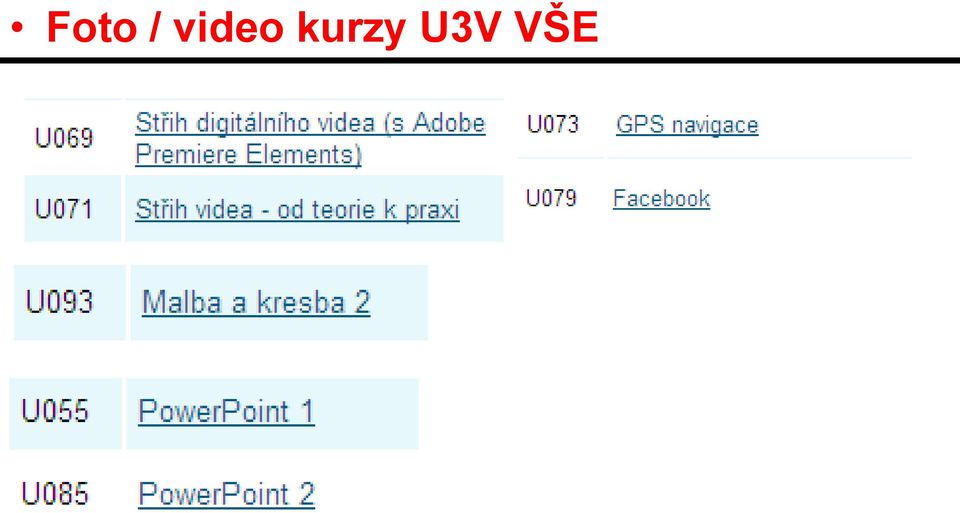 kurzy U3V