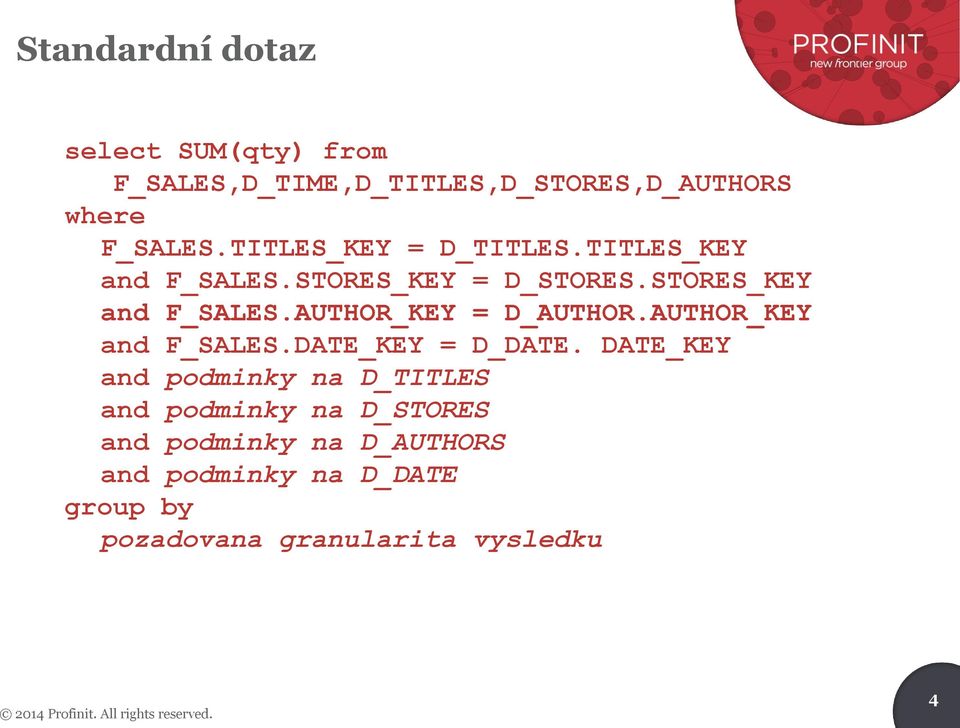 AUTHOR_KEY = D_AUTHOR.AUTHOR_KEY and F_SALES.DATE_KEY = D_DATE.