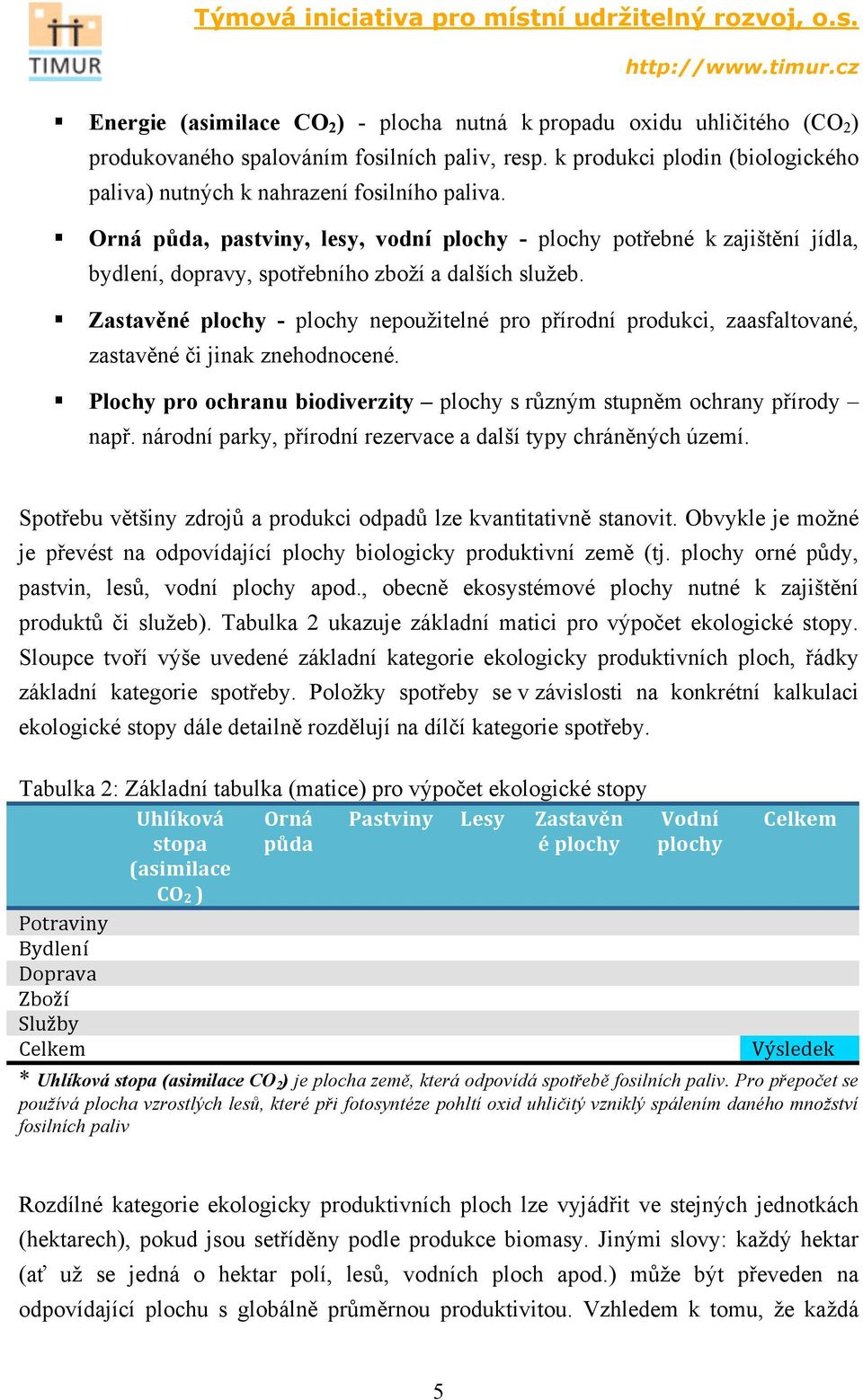 Orná půda, pastviny, lesy, vodní plochy - plochy potřebné k zajištění jídla, bydlení, dopravy, spotřebního zboží a dalších služeb.