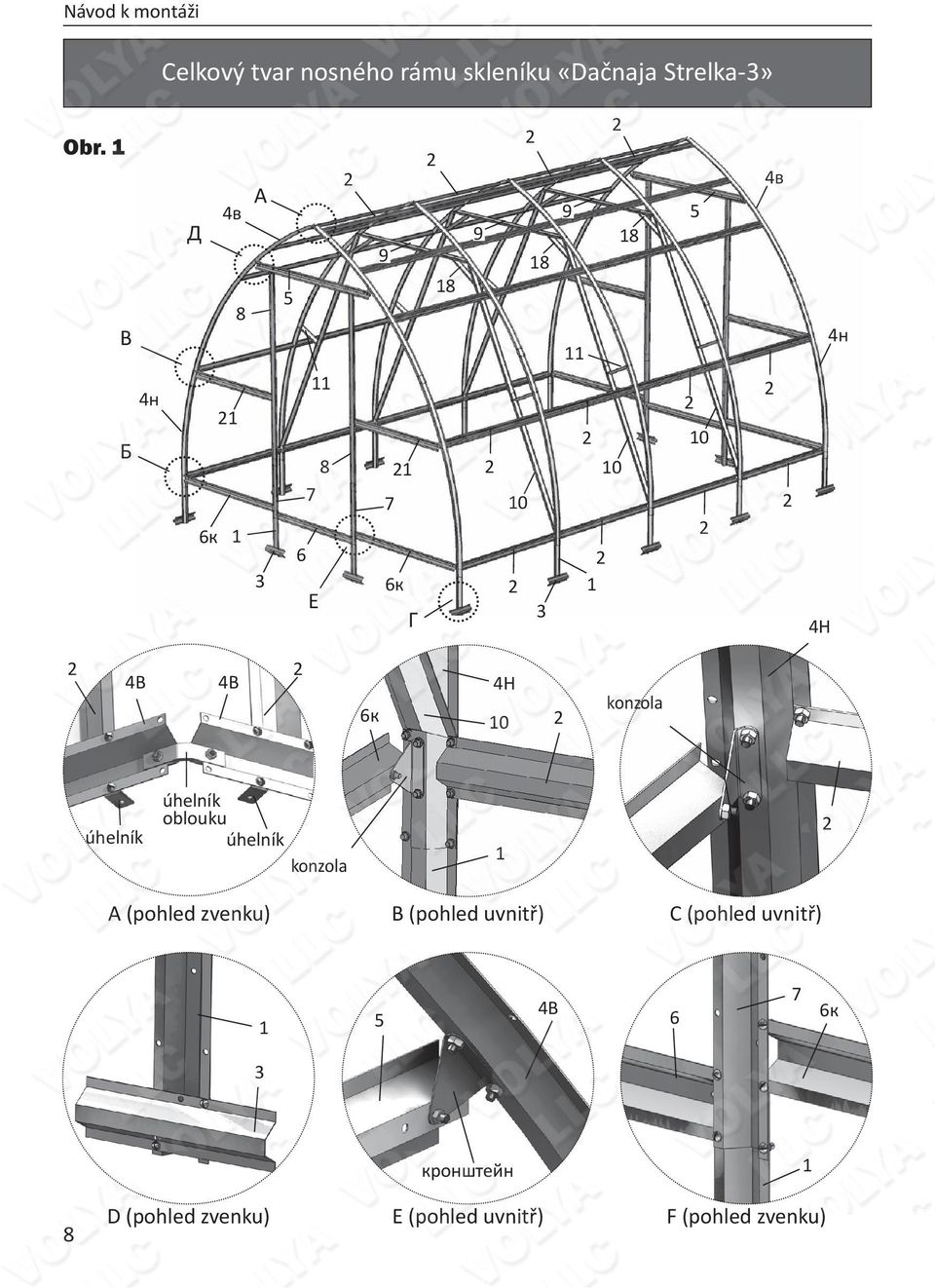 oblouku úhelník úhelník 4Н 4Н 4Н 10 konzola 1 konzola A (pohled zvenku) 1 3 Г 4В 1 B