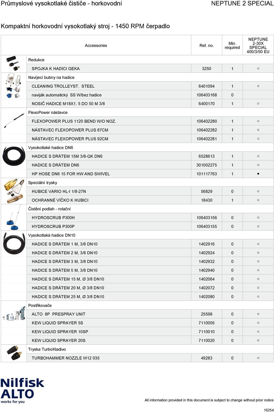 106402280 1 NÁSTAVEC FLEXOPOWER PLUS 87CM 106402282 1 NÁSTAVEC FLEXOPOWER PLUS 92CM 106402281 1 Vysokotlaké hadice DN6 HADICE S DRÁTEM 15M 3/8-QK DN6 6528613 1 HADICE S DRÁTEM DN6 301002275 1 HP HOSE