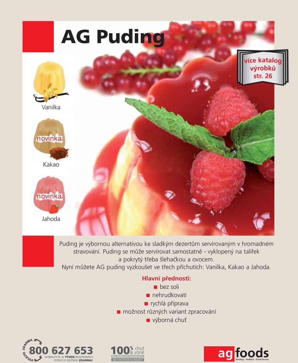 stravování. Puding se může servírovat samostatně - vyklopený na talířek a pokrytý třeba šlehačkou a ovocem.
