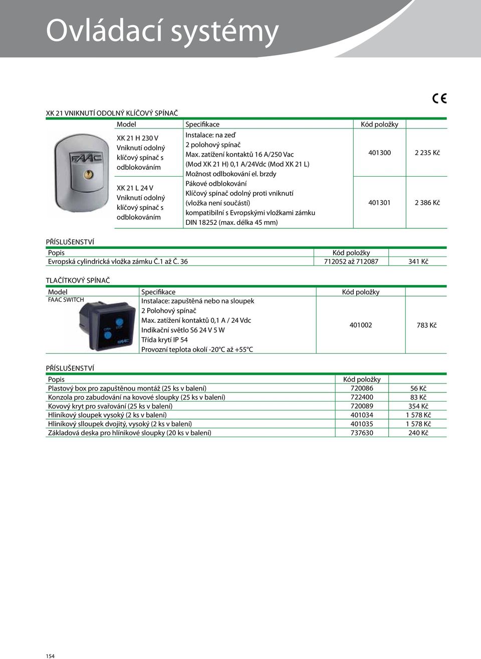 Max. zatížení kontaktů 16 A/250 Vac (Mod XK 21 H) 0,1 A/24Vdc (Mod XK 21 L) Možnost odlbokování el.