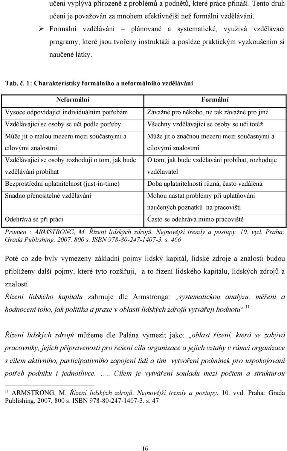 1: Charakteristiky formálního a neformálního vzdělávání Neformální Vysoce odpovídající individuálním potřebám Vzdělávající se osoby se učí podle potřeby Můţe jít o malou mezeru mezi současnými a