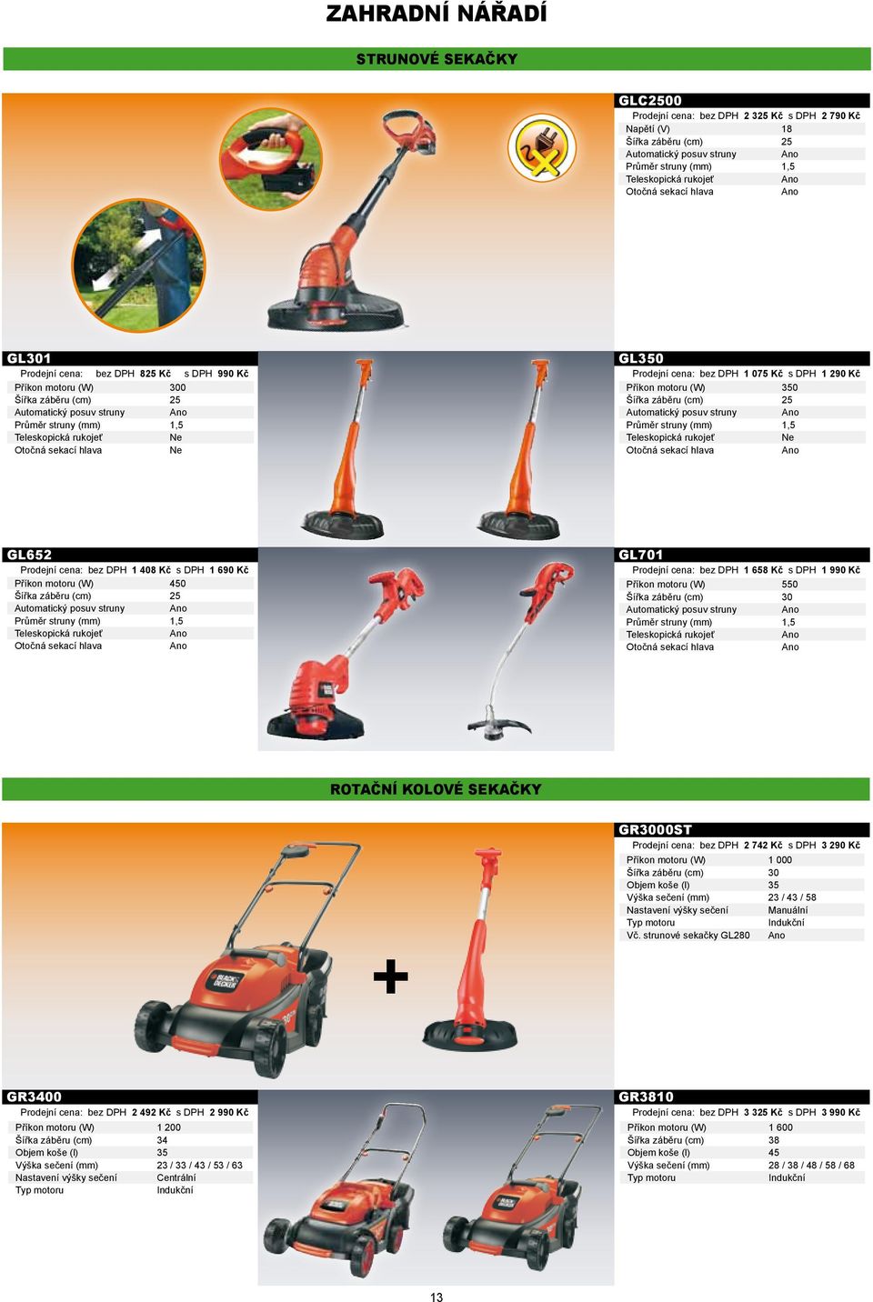 (W) 350 Šířka záběru (cm) 25 Automatický posuv struny Průměr struny (mm) 1,5 Teleskopická rukojeť Otočná sekací hlava GL652 : 1 408 Kč s DPH 1 690 Kč Příkon motoru (W) 450 Šířka záběru (cm) 25