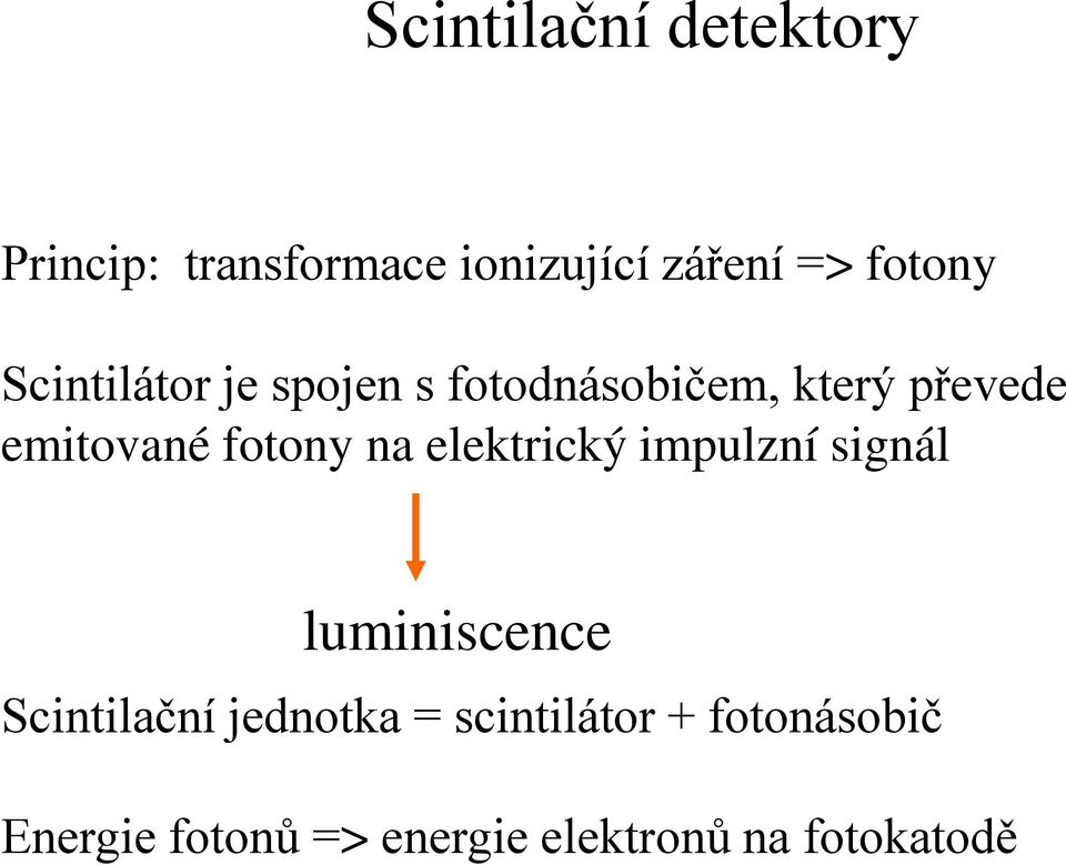 fotony na elektrický impulzní signál luminiscence Scintilační jednotka