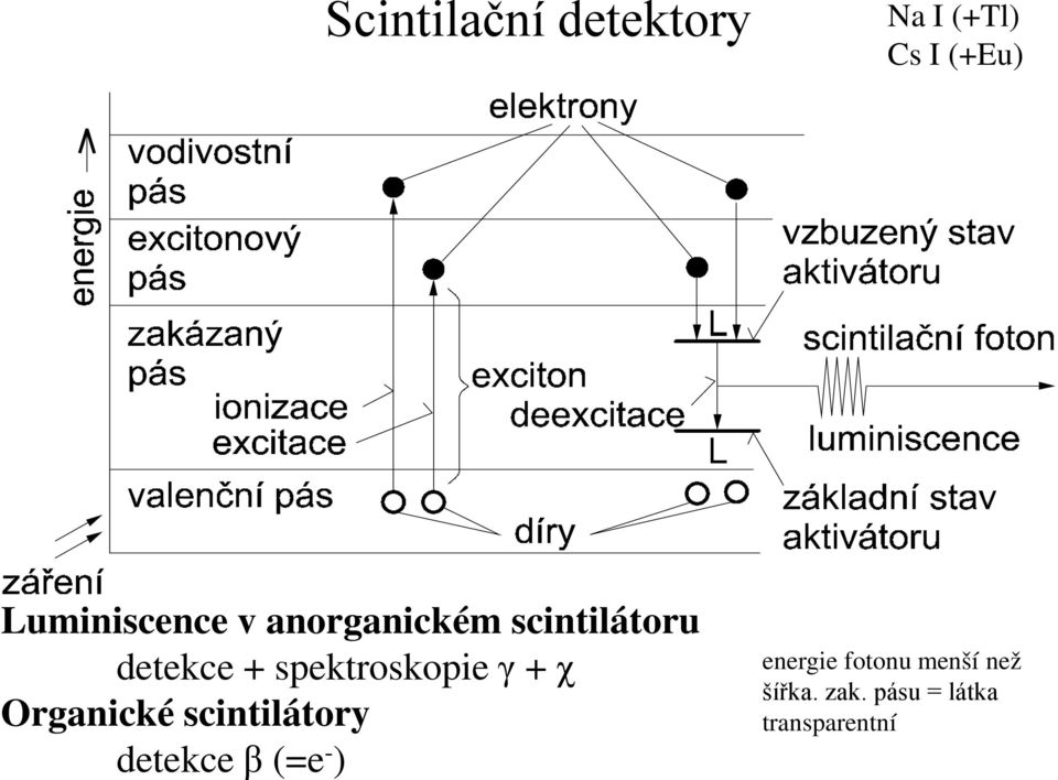 spektroskopie γ + χ Organické scintilátory detekce β