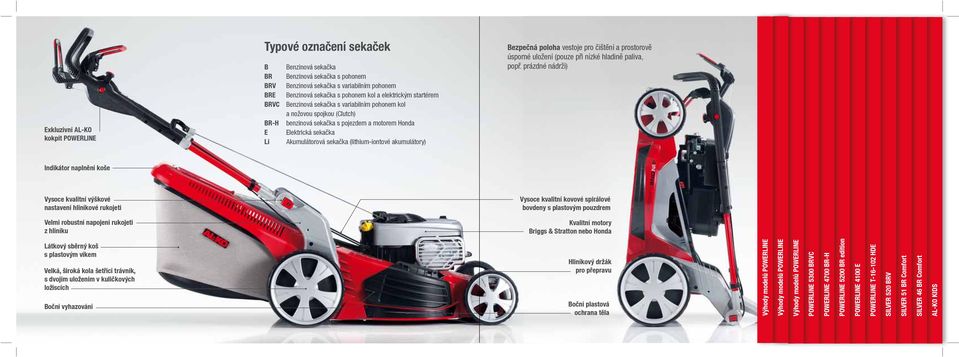 (lithium-iontové akumulátory) Bezpečná poloha vestoje pro čištění a prostorově úsporné uložení (pouze při nízké hladině paliva, popř.