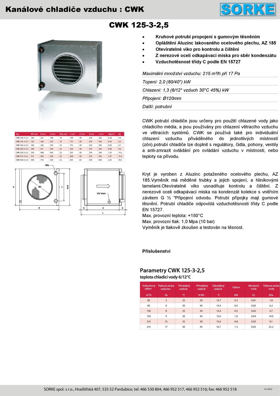 2,0 (60/40 ) kw Chlazení: 1,3 (6/12