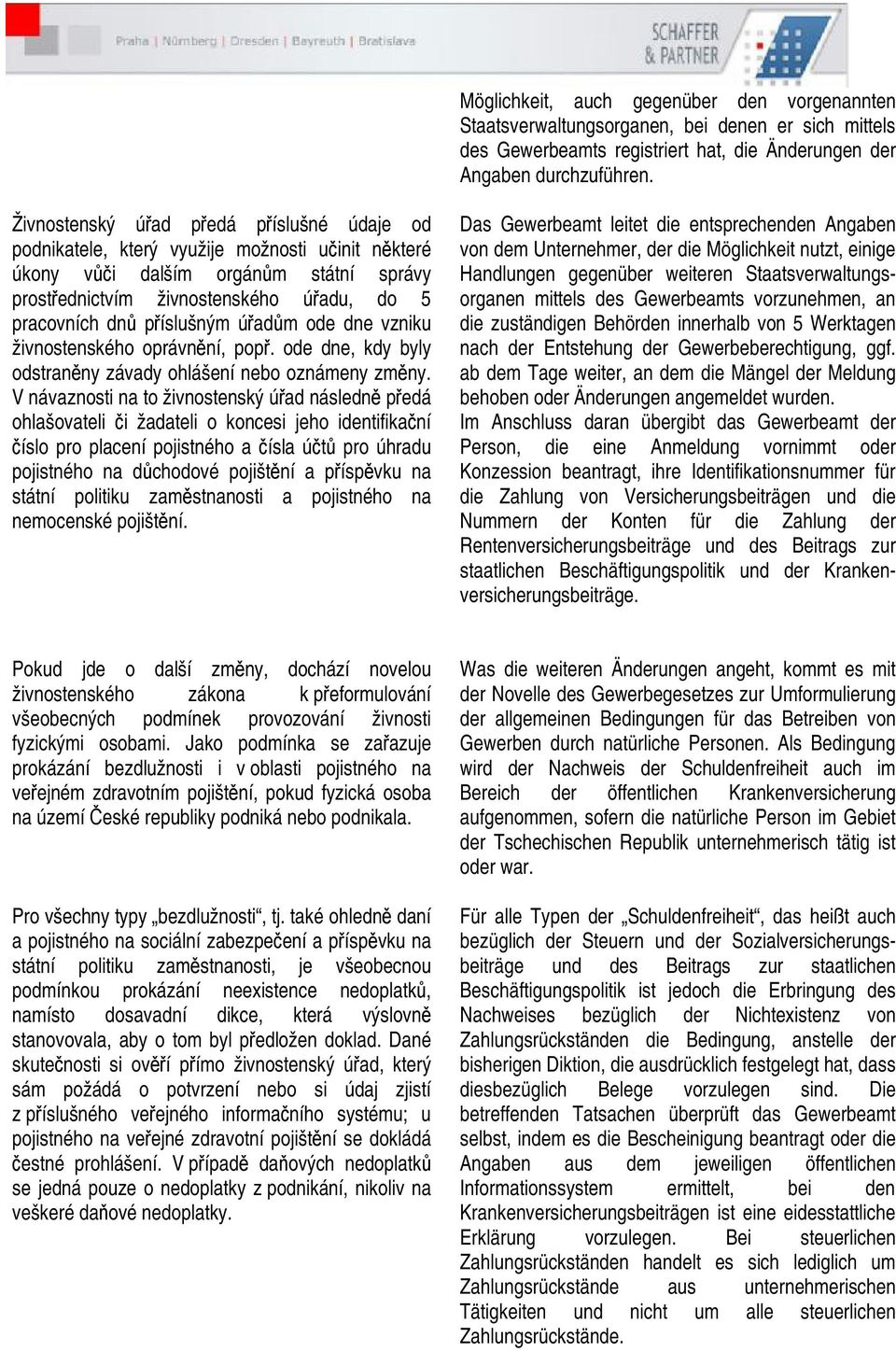 příslušným úřadům ode dne vzniku živnostenského oprávnění, popř. ode dne, kdy byly odstraněny závady ohlášení nebo oznámeny změny.