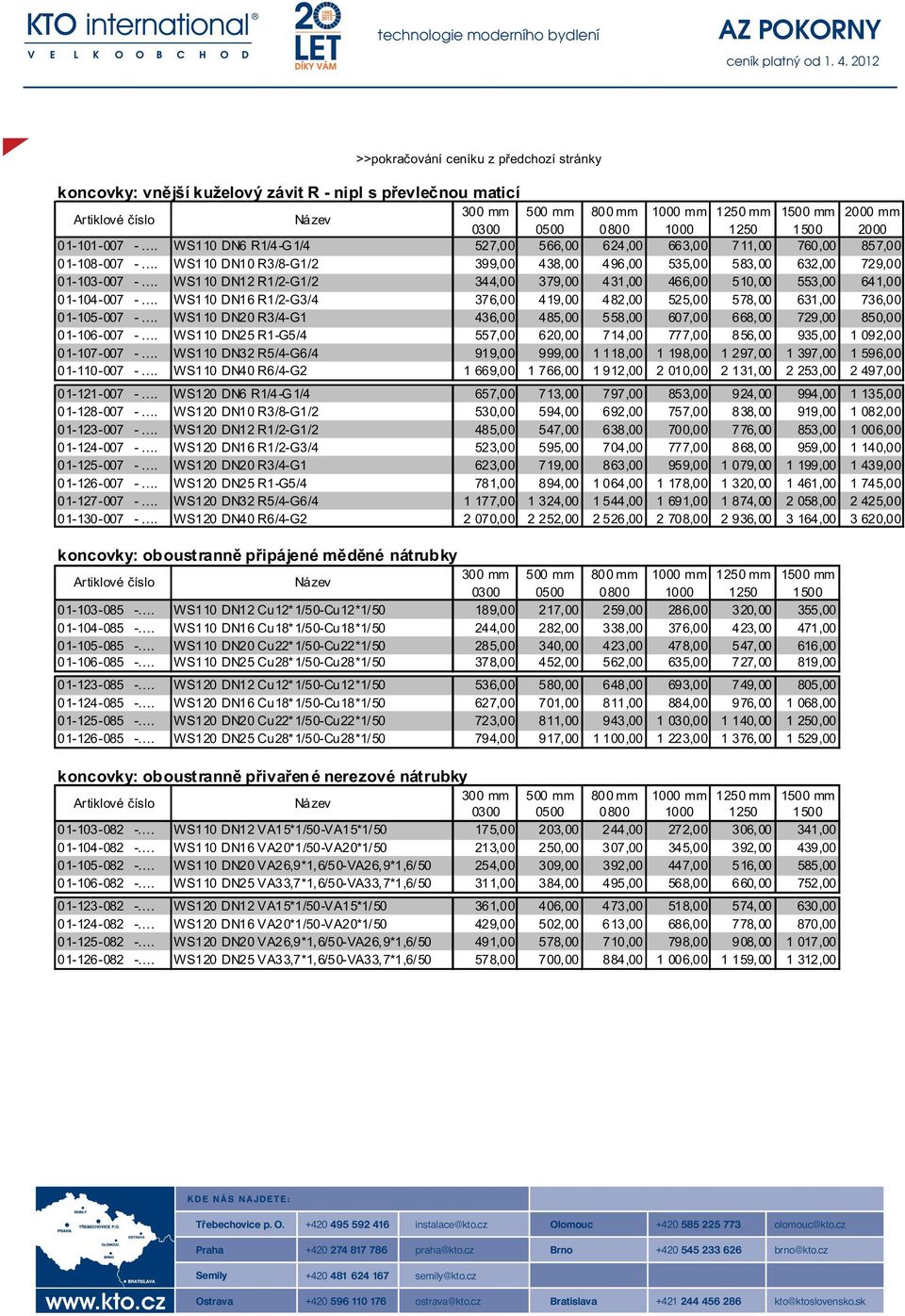 WS110 DN12 R1/2-G1/2 344,00 379,00 431,00 466,00 510,00 553,00 641,00 01-104-007 -. WS110 DN16 R1/2-G3/4 376,00 419,00 482,00 525,00 578,00 631,00 736,00 01-105-007 -.