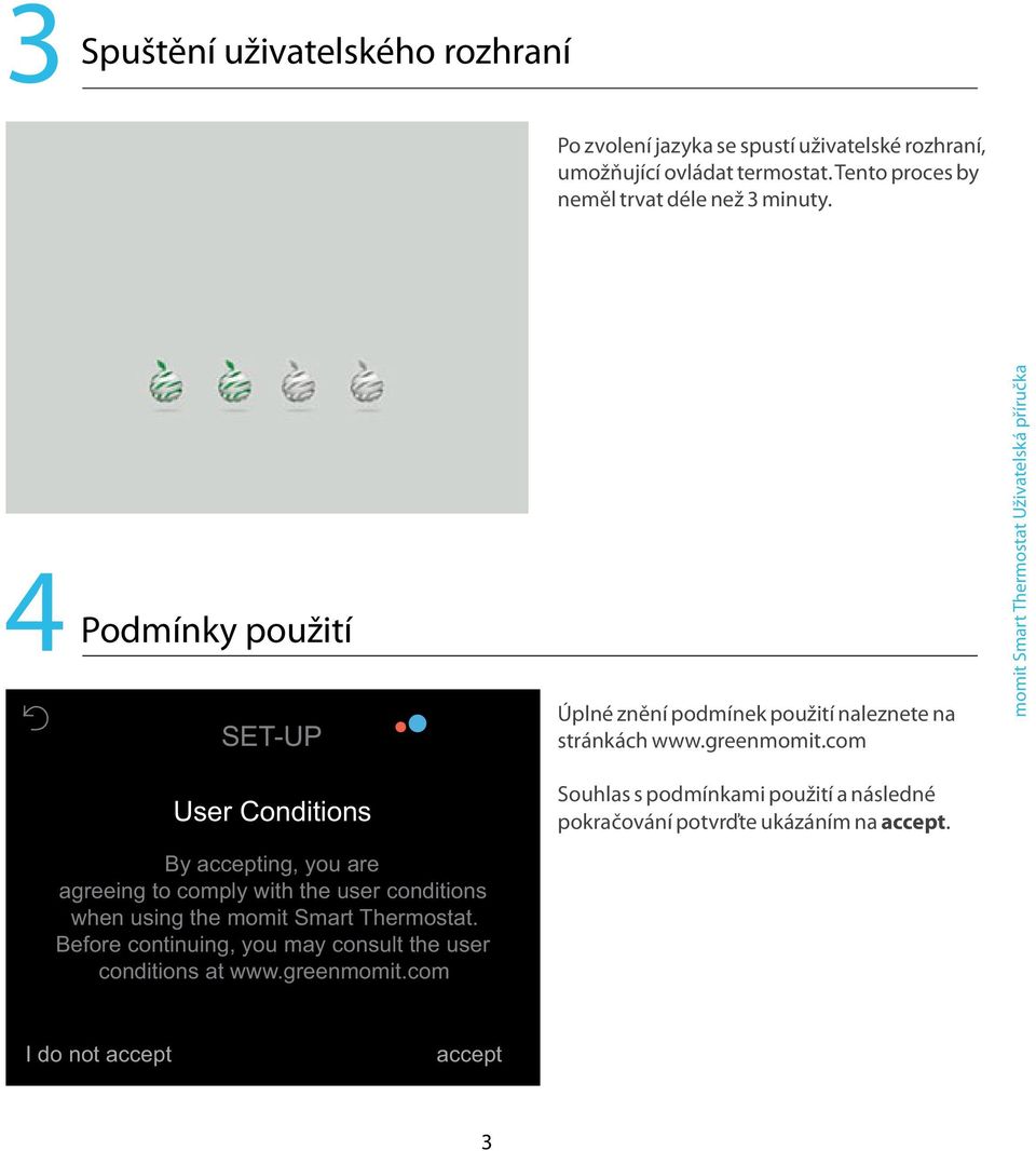 4 Podmínky použití User Conditions By ing, you are agreeing to comply with the user conditions when using the momit Smart