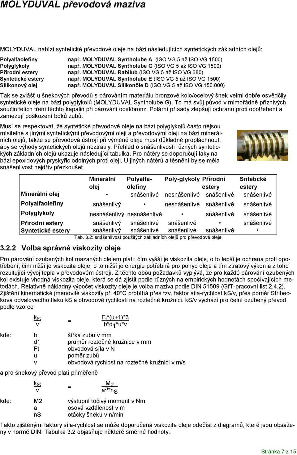 MOLYDUVAL Syntholube E (ISO VG 5 až ISO VG 1500) Silikonový olej např. MOLYDUVAL Silikonöle D (ISO VG 5 až ISO VG 150.