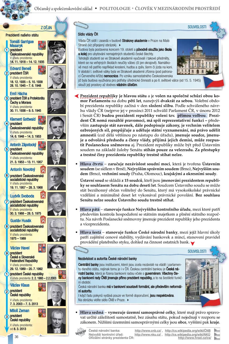 5. 1945 Klement Gottwald 4 prezident Československé republiky V úřadu prezidenta: 14. 6. 1948 14. 3. 1953 Antonín Zápotocký 5 prezident Československé republiky V úřadu prezidenta: 21. 3. 1953 13. 11.