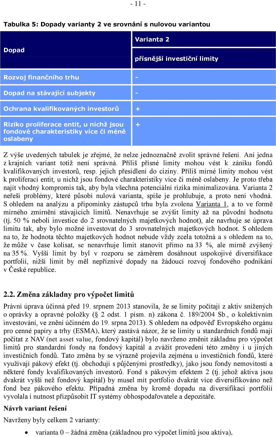 Ani jedna z krajních variant totiž není správná. Příliš přísné limity mohou vést k zániku fondů kvalifikovaných investorů, resp. jejich přesídlení do ciziny.