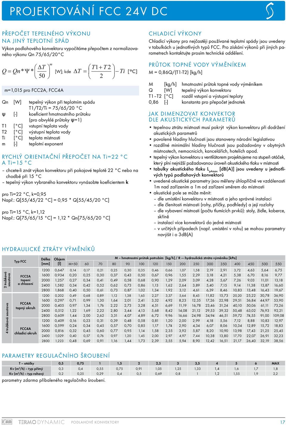 místnosti m [-] teplotní exponent m T T1+ T 2 Q = Qn* Ψ * [W]; kde T = Ti 50 2 Rychlý orientační přepočet na Ti=22 C a Ti=15 C chcete-li znát výkon konvektoru při pokojové teplotě 22 C nebo na chodbě