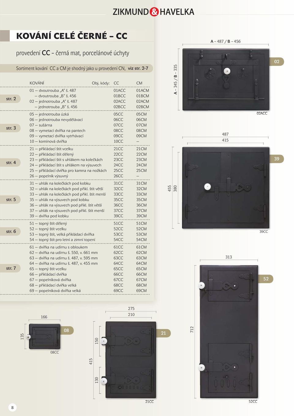 3 05 jednotrouba úzká 05CC 05CM 06 jednotrouba nevydělávací 06CC 06CM 07 sušárna 07CC 07CM 08 vymetací dvířka na pantech 08CC 08CM 09 vymetací dvířka vytrhávací 09CC 09CM 10 komínová dvířka 10CC 487