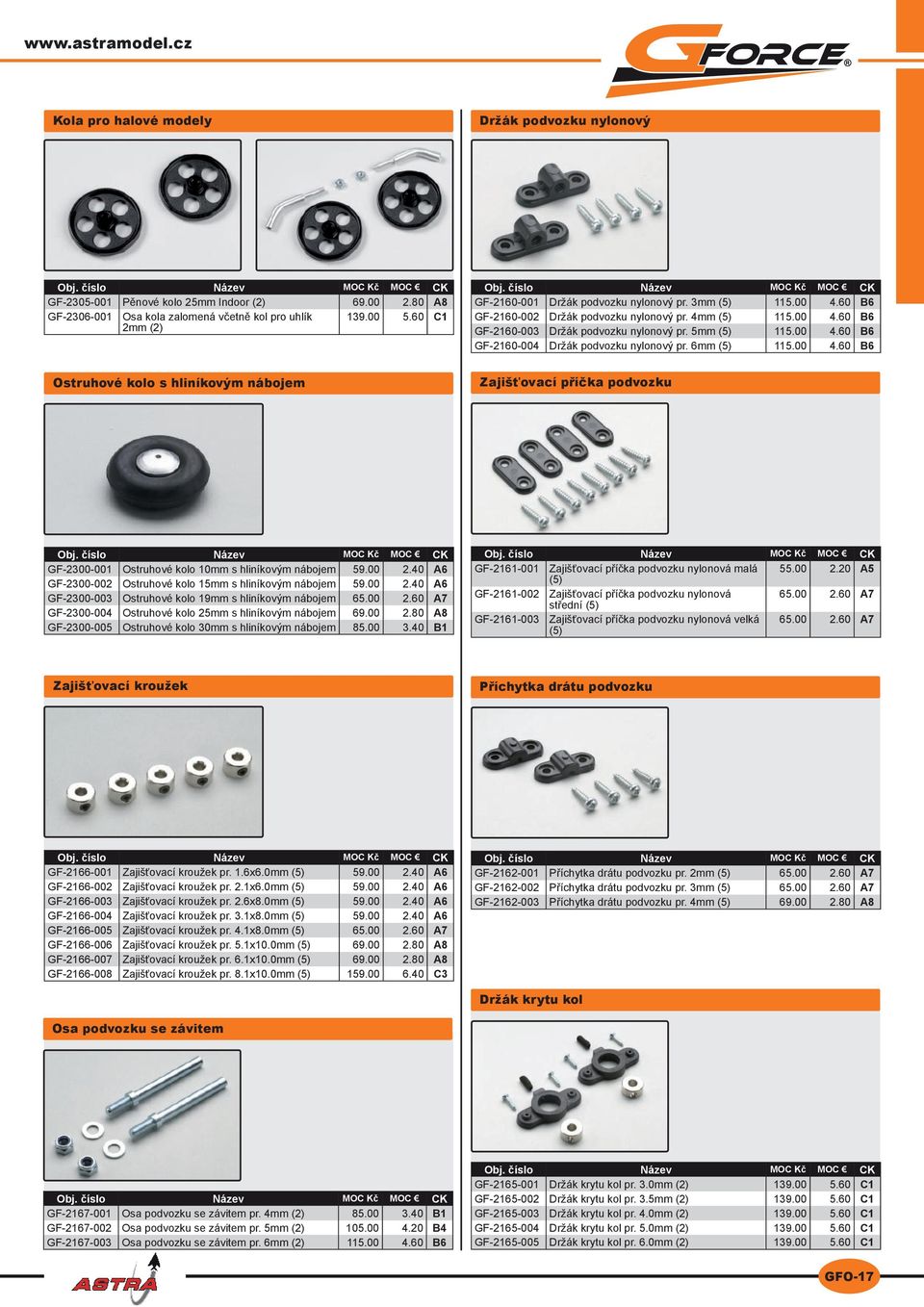 6mm (5) 115.00 4.60 B6 Ostruhové kolo s hliníkovým nábojem Zajišťovací příčka podvozku GF-2300-001 Ostruhové kolo 10mm s hliníkovým nábojem 59.00 2.