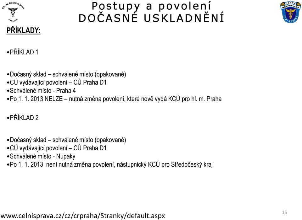 1. 2013 NELZE nutná změna povolení, které nově vydá KCÚ pro hl. m.