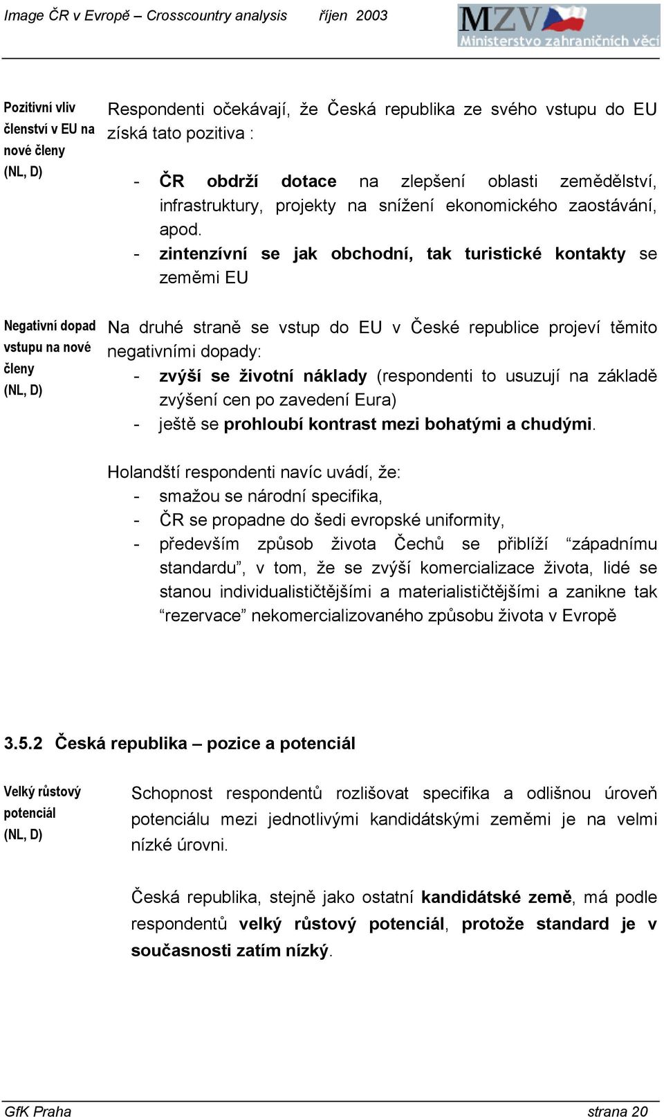 - zintenzívní se jak obchodní, tak turistické kontakty se zeměmi EU Negativní dopad vstupu na nové členy Na druhé straně se vstup do EU v České republice projeví těmito negativními dopady: - zvýší se