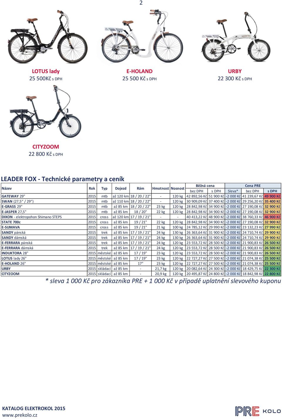 - 120 kg 30 909,09 Kč 37 400 Kč -2 000 Kč 29 256,20 Kč 35 400 Kč E-GRASS 29" 2015 mtb až 85 km 18 / 20 / 22" 23 kg 120 kg 28 842,98 Kč 34 900 Kč -2 000 Kč 27 190,08 Kč 32 900 Kč E-JASPER 27,5" 2015