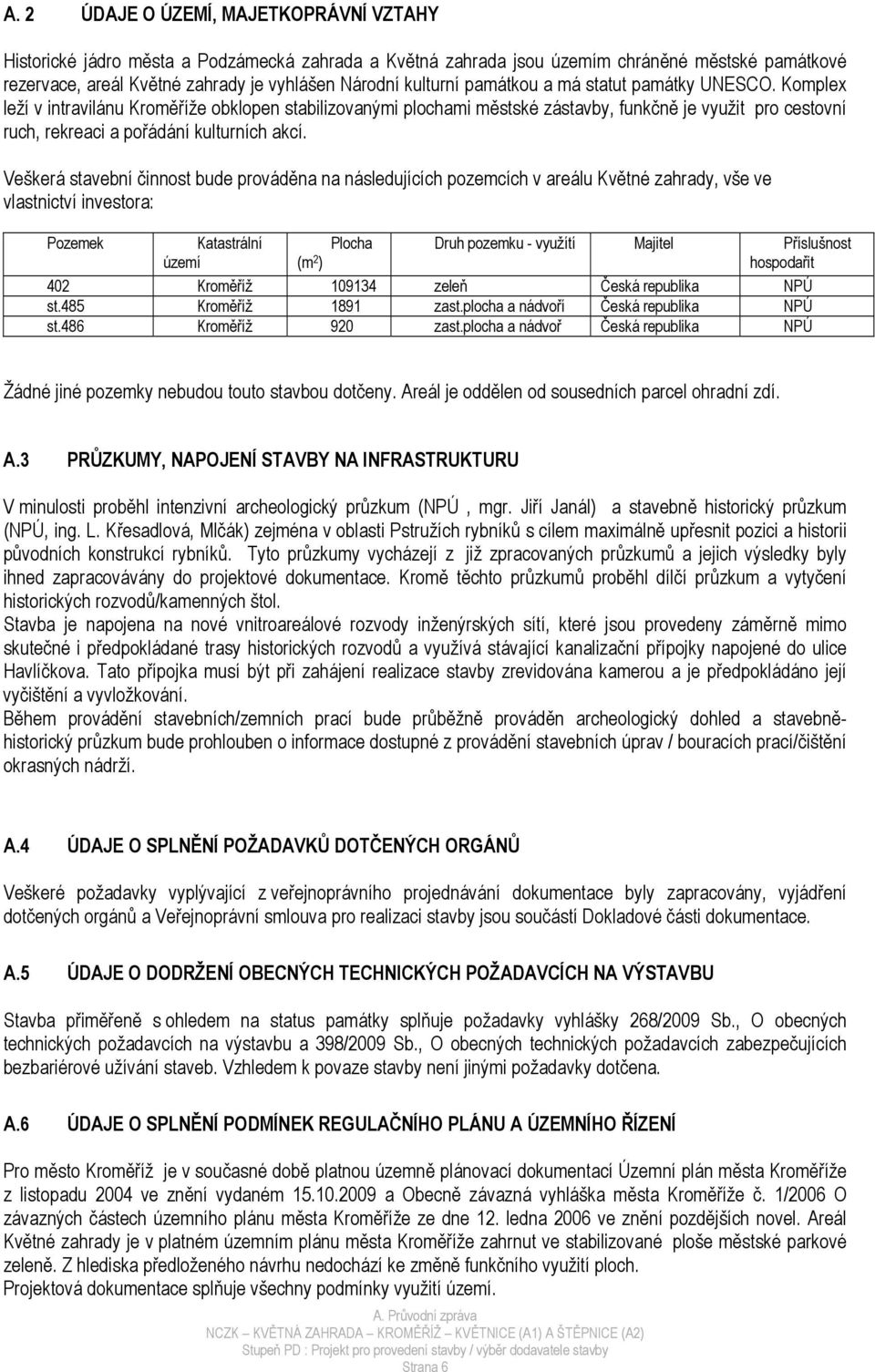 Komplex leží v intravilánu Kroměříže obklopen stabilizovanými plochami městské zástavby, funkčně je využit pro cestovní ruch, rekreaci a pořádání kulturních akcí.