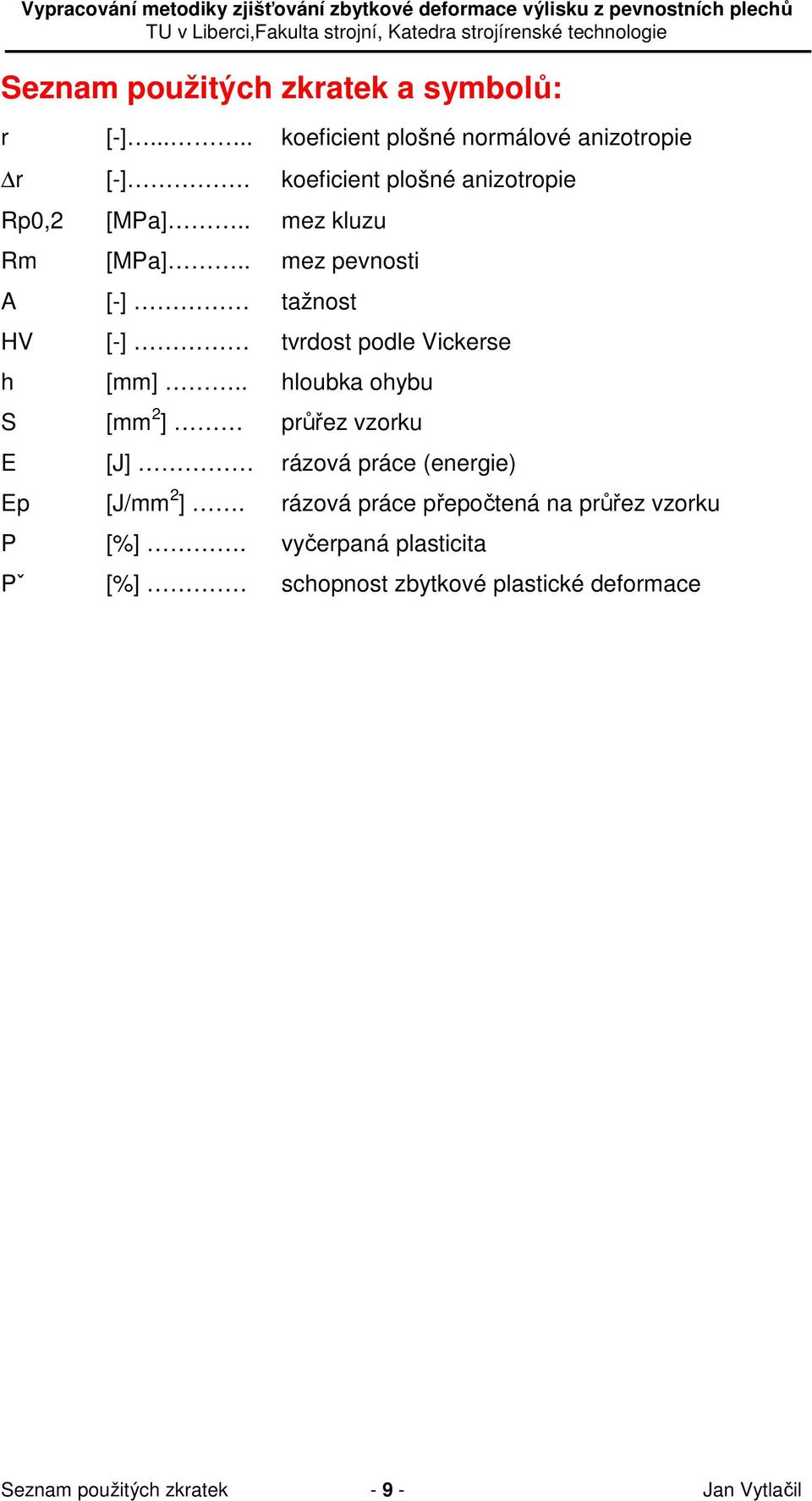 . mez pevnosti A [-] tažnost HV [-] tvrdost podle Vickerse h [mm].