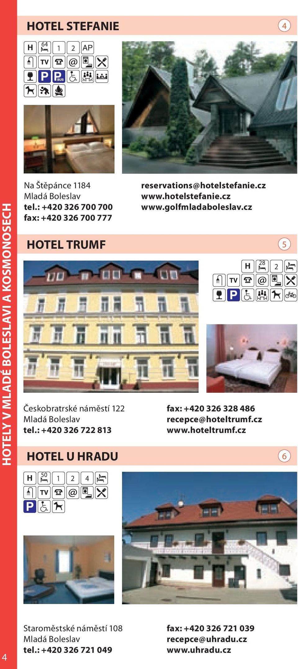 : +40 36 7 813 HOTEL U HRADU 50 H 1 4 reservations@hotelstefanie.cz www.hotelstefanie.cz www.golfmladaboleslav.