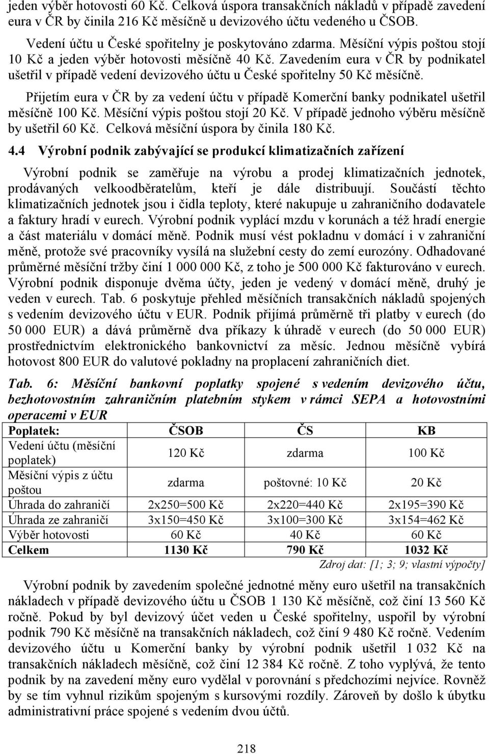 Zavedením eura v ČR by podnikatel ušetřil v případě vedení devizového účtu u České spořitelny 50 Kč měsíčně.