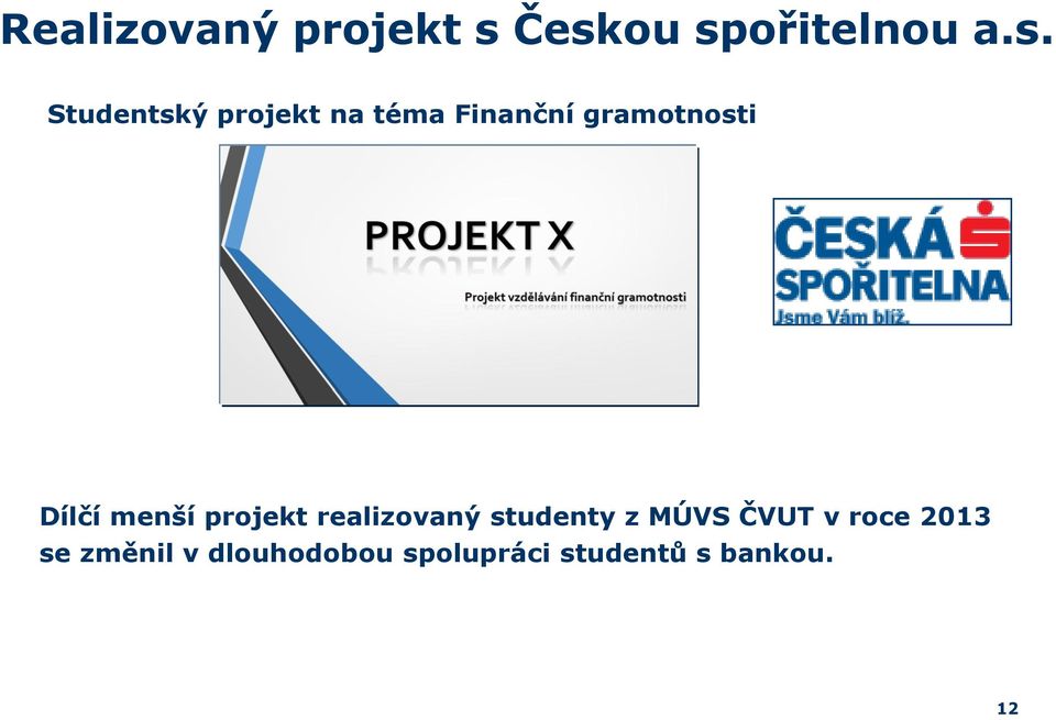 Finanční gramotnosti Dílčí menší projekt realizovaný