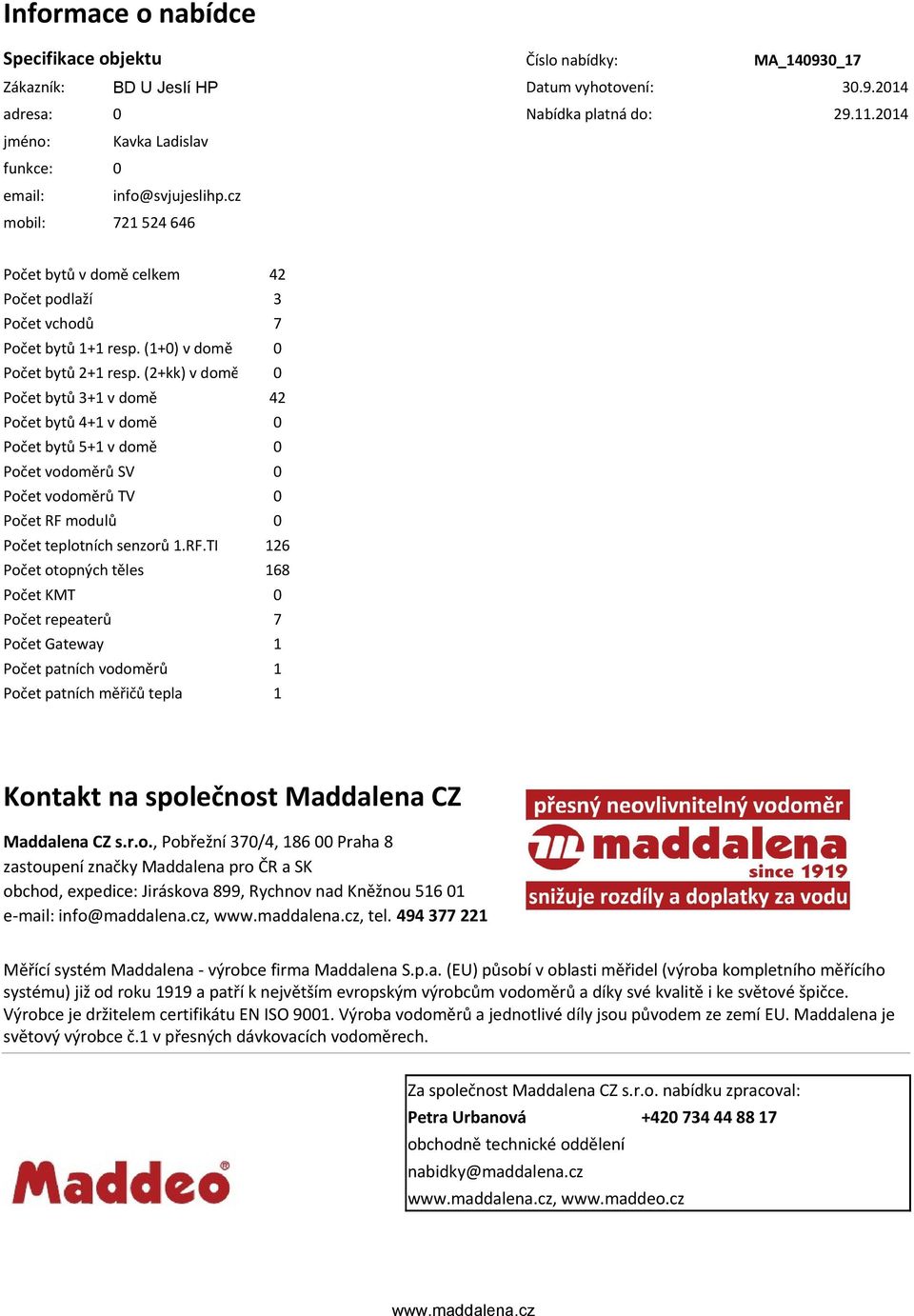 (2+kk) v domě 0 Počet bytů 3+1 v domě 42 Počet bytů 4+1 v domě 0 Počet bytů 5+1 v domě 0 Počet vodoměrů SV 0 Počet vodoměrů TV 0 Počet RF 